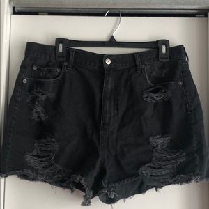 AE Distressed High Waisted Shorts